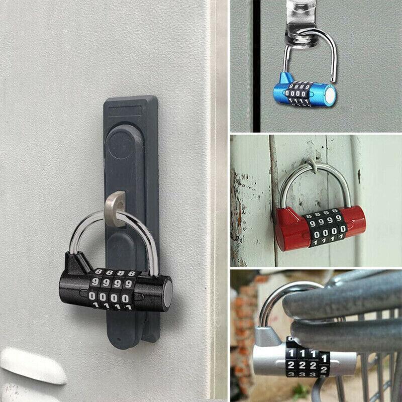 4 Digit Combination Padlock Wide Shackle Password Lock for Locker or Luggage - Red V528-SAFETYLOCK-RED-845592