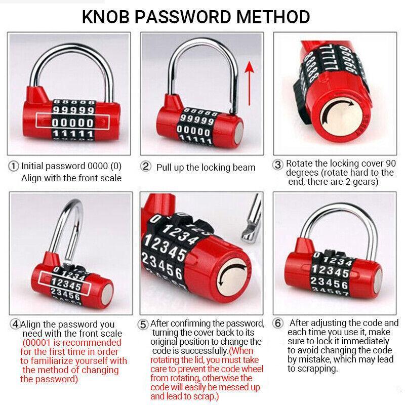 4 Digit Combination Padlock Wide Shackle Password Lock for Locker or Luggage - Red V528-SAFETYLOCK-RED-845592