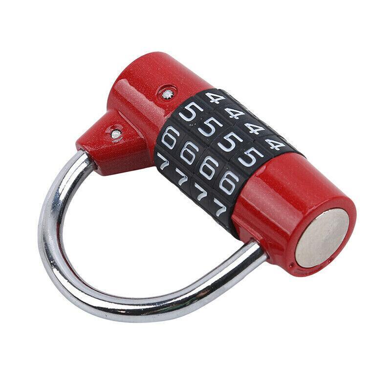 4 Digit Combination Padlock Wide Shackle Password Lock for Locker or Luggage - Red V528-SAFETYLOCK-RED-845592