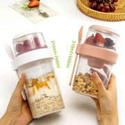 Double Plastic Salad Cup with Fork Sealed Breakfast Container for On-the-Go Meal - 760ml-Green V528-SALAD-CUPS-760ML-GREEN-714971