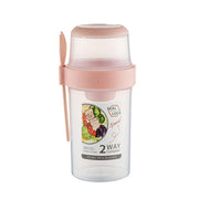 Double Plastic Salad Cup with Fork Sealed Breakfast Container for On-the-Go Meal - 760ml-Green V528-SALAD-CUPS-760ML-GREEN-714971