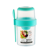 Double Plastic Salad Cup with Fork Sealed Breakfast Container for On-the-Go Meal - 760ml-Green V528-SALAD-CUPS-760ML-GREEN-714971