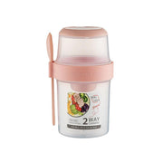 Double Plastic Salad Cup with Fork Sealed Breakfast Container for On-the-Go Meal - 760ml-Green V528-SALAD-CUPS-760ML-GREEN-714971