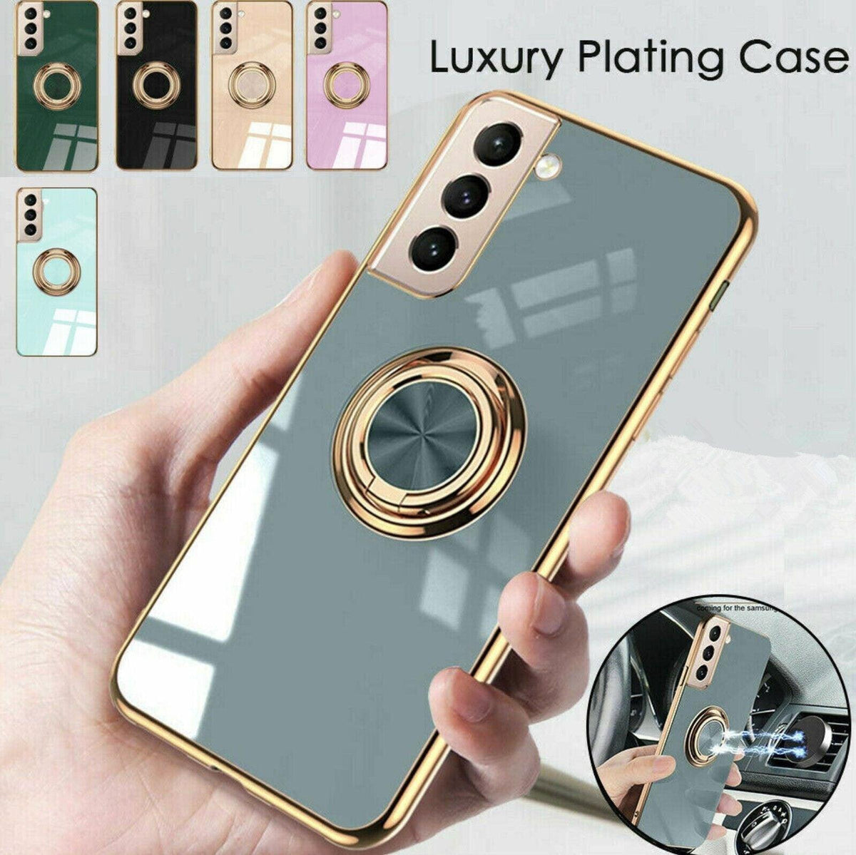 Dark Green Shockproof Ring Holder Case Cover for Samsung S22 Ultra S22 Plus Note 20 - Samsung Galaxy A53 V528-SAMSUNG-GREEN-A53-45985