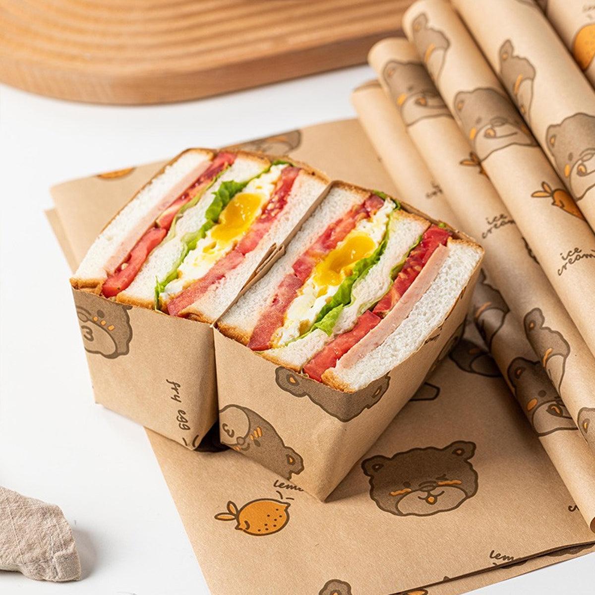 100pcs Sandwich Wrappers Oil Blotting Coated Paper Air Fryer Baking Parchment - Pink Strawberry V528-SANDWICH-PAPER-100PCS-FSCM-925442