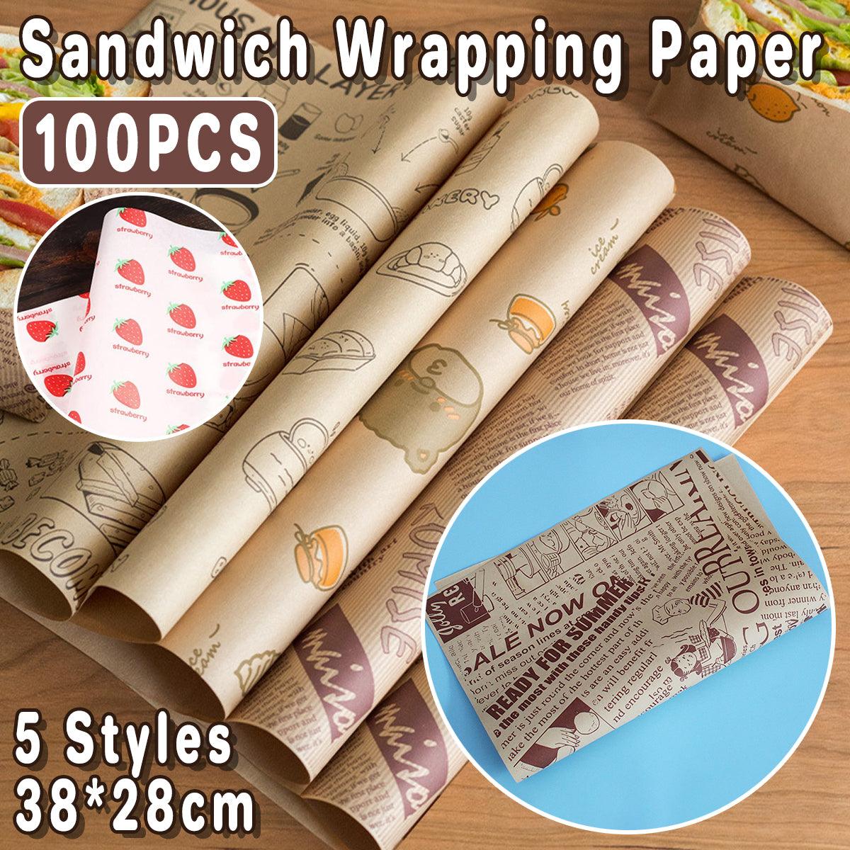 100pcs Sandwich Wrappers Oil Blotting Coated Paper Air Fryer Baking Parchment - Delicious Recipes V528-SANDWICH-PAPER-100PCS-MWSP-271563