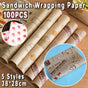 100pcs Sandwich Wrappers Oil Blotting Coated Paper Air Fryer Baking Parchment - Lemon Bear V528-SANDWICH-PAPER-100PCS-NMXX-162586