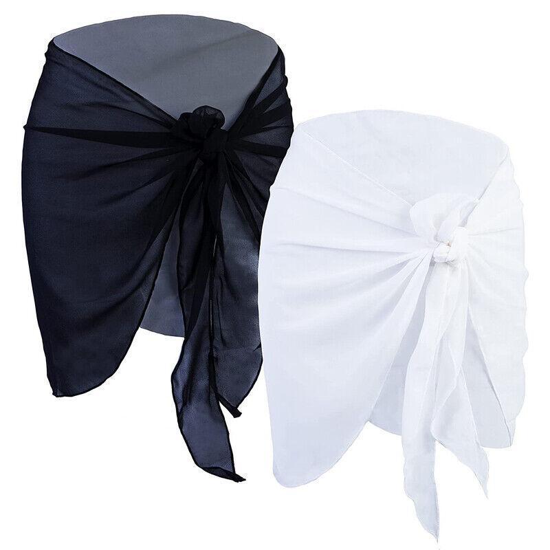 Women Sarong Skirt Wrap Pareo Short Swim Cover Up Beach Bikini Beachwear - White V528-SARONGSKIRT-WHITE-611461