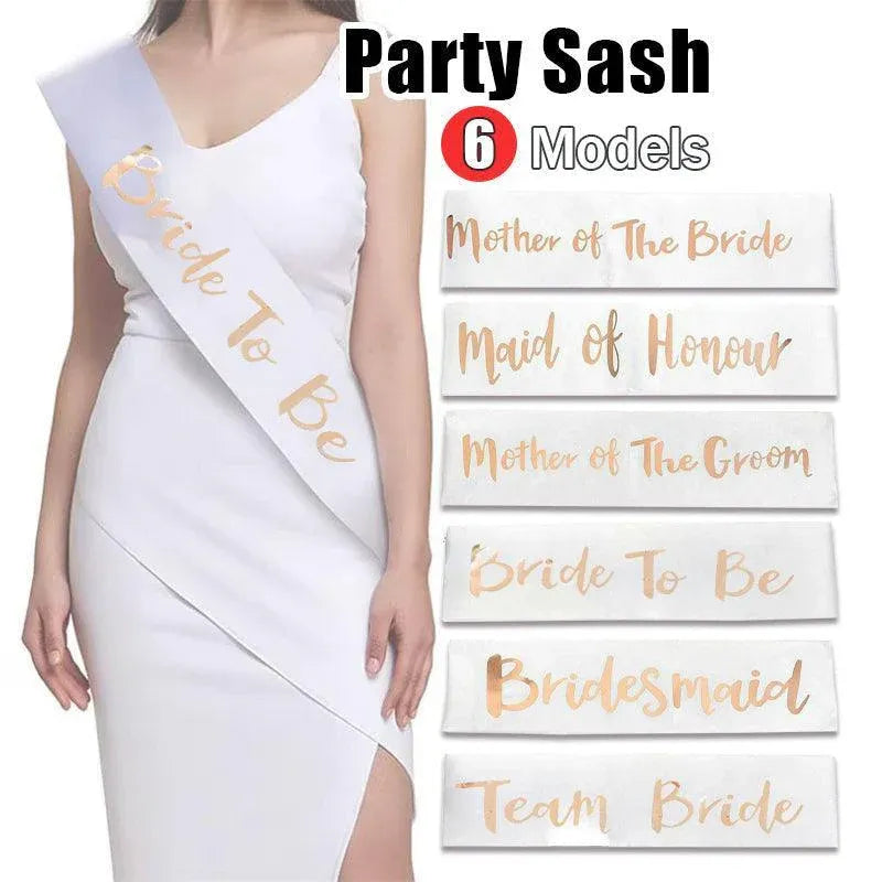 Bridal Party Sash Rose Gold Bride Bridesmaid Maid Honour Mother Hens Night Wear - Mother Of The Bride V528-SASH-MOTHEROFTHEBRIDE-285919
