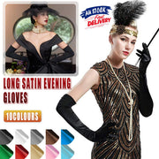 Elegant Long Satin Opera Gloves for Prom Party Wedding Costume or Formal Dress - Blue V528-SATINGLOVES-DARKBLUE-835904