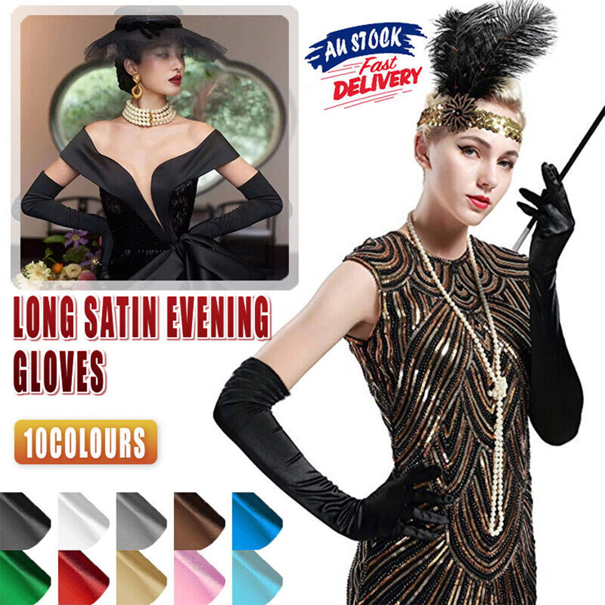 Elegant Long Satin Opera Gloves for Prom Party Wedding Costume or Formal Dress - Blue V528-SATINGLOVES-DARKBLUE-835904