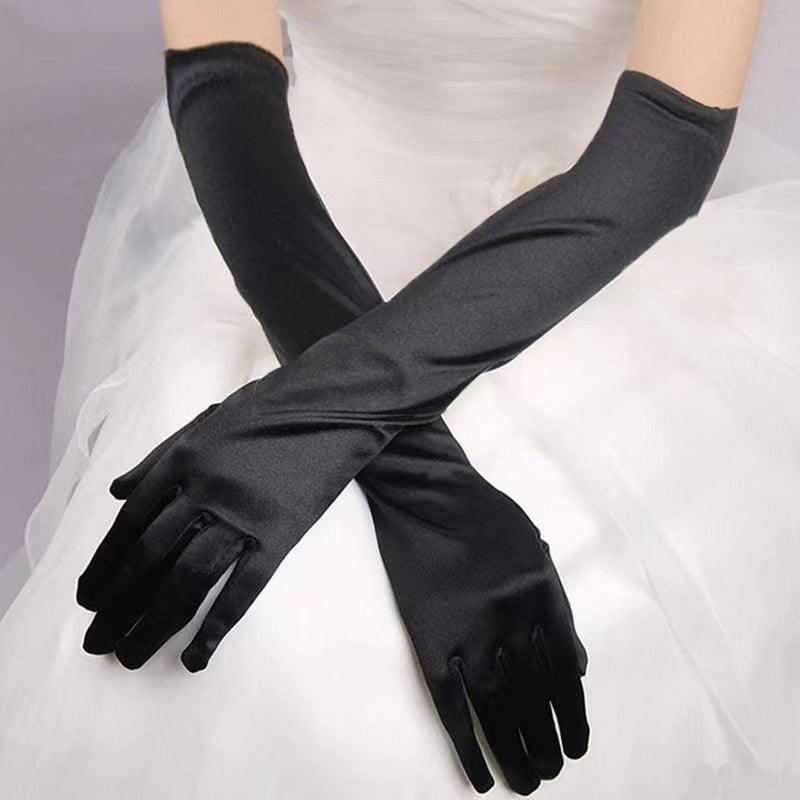 Elegant Long Satin Opera Gloves for Prom Party Wedding Costume or Formal Dress - Light Blue V528-SATINGLOVES-MISTGREEN-171610