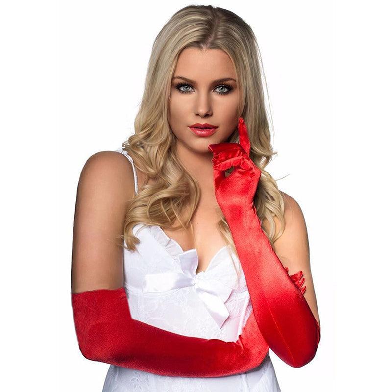Elegant Long Satin Opera Gloves for Prom Party Wedding Costume or Formal Dress - Light Blue V528-SATINGLOVES-MISTGREEN-171610