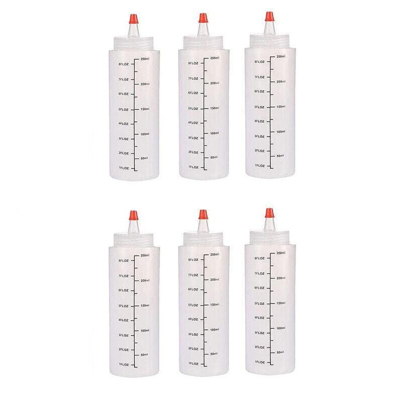 Squeeze Condiment Dispenser Bottles 250ml 500ml Sauce Craft Use Set of 6 - 250ML V528-SAUCEBOTTLE-250ML-6PCS-165288