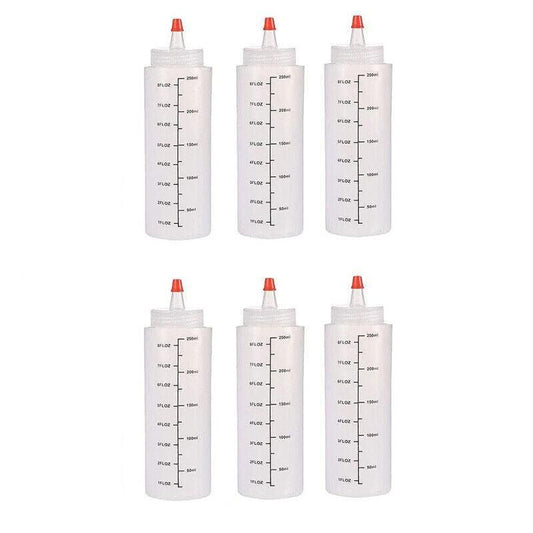 Squeeze Condiment Dispenser Bottles 250ml 500ml Sauce Craft Use Set of 6 - 250ML V528-SAUCEBOTTLE-250ML-6PCS-165288