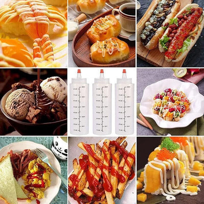 Squeeze Condiment Dispenser Bottles 250ml 500ml Sauce Craft Use Set of 6 - 250ML V528-SAUCEBOTTLE-250ML-6PCS-165288