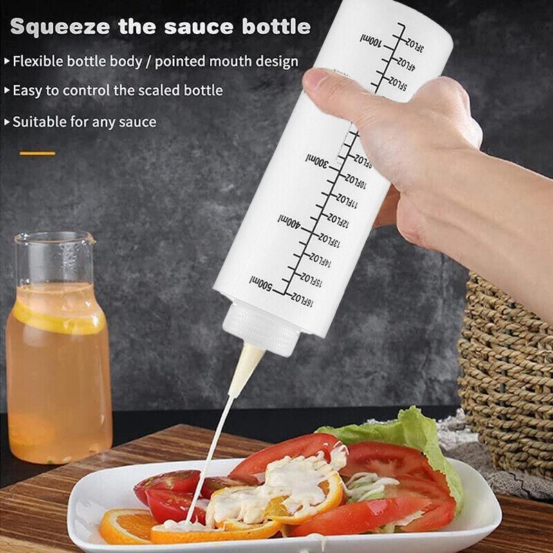 Squeeze Condiment Dispenser Bottles 250ml 500ml Sauce Craft Use Set of 6 - 250ML V528-SAUCEBOTTLE-250ML-6PCS-165288