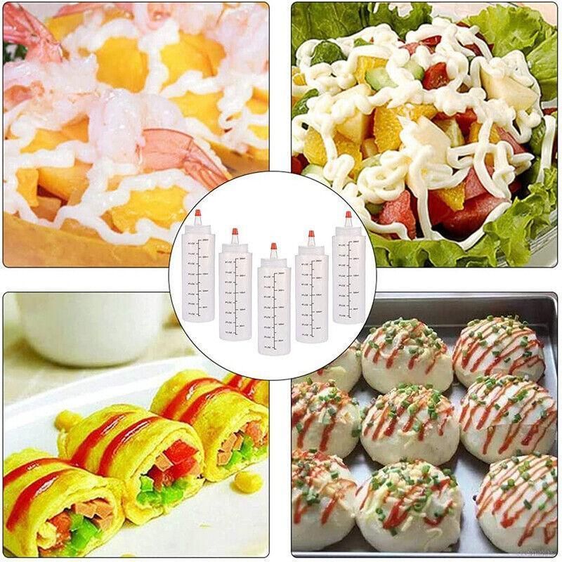 Squeeze Condiment Dispenser Bottles 250ml 500ml Sauce Craft Use Set of 6 - 250ML V528-SAUCEBOTTLE-250ML-6PCS-165288