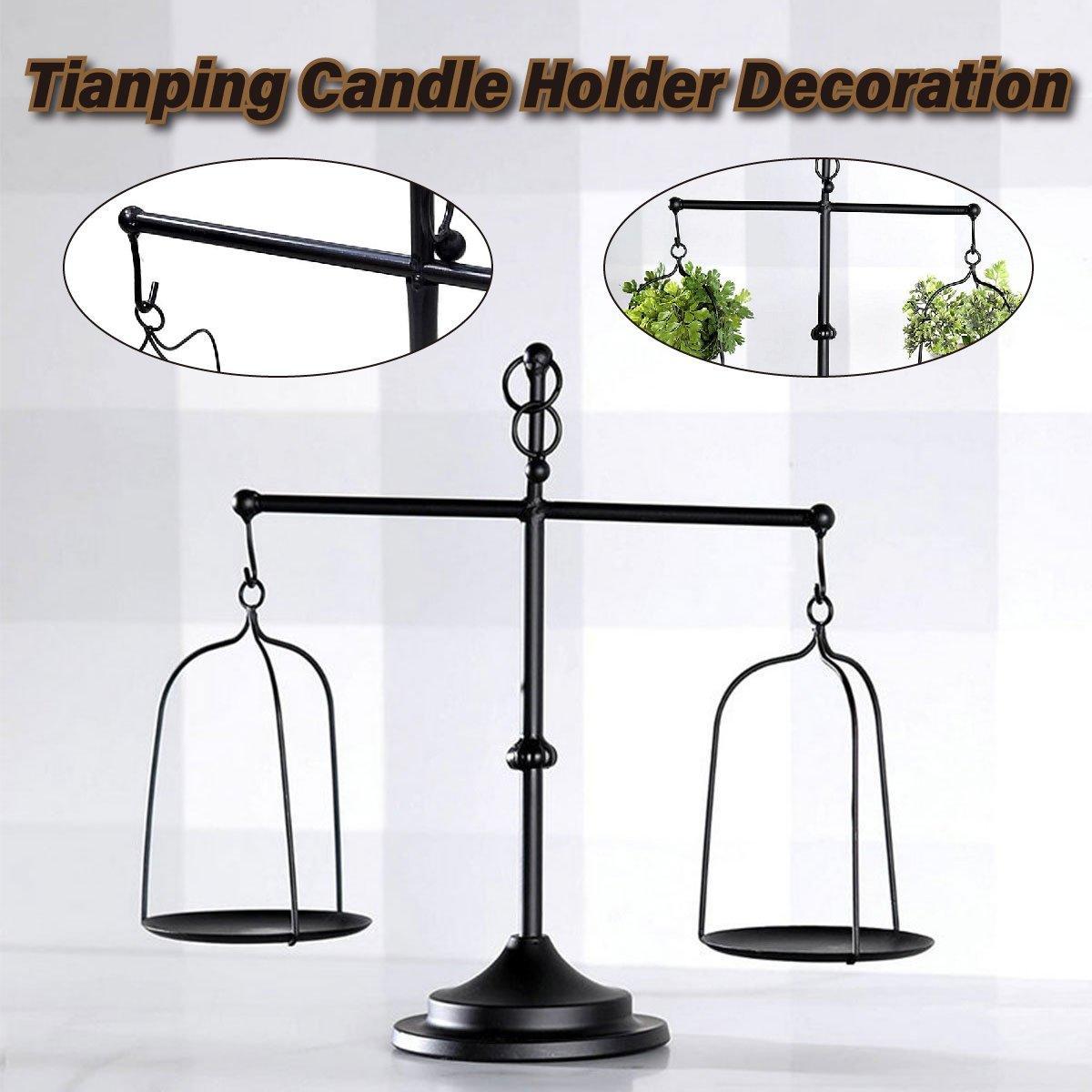 Black iron balance Scale candlestick decorative candle wedding Home Decor Gifts V528-SCALES-CANDLESTICKS-BLACK-228730