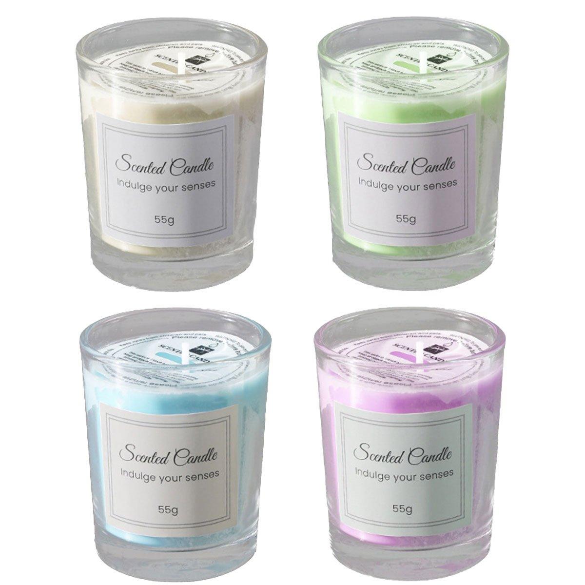 4Pcs Aroma Candles Smokeless Glass Scented Candles Gift Set for Relaxation V528-SCENTED-CANDLE-SET-4PCS-417421