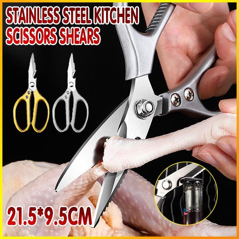 2X Japanese Heavy Duty Stainless Steel Kitchen Scissors Shears Fish Chicken Bone - 2pcs Silver V528-SCISSORS-SILVER-2PCS-95083