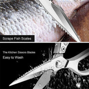 2X Japanese Heavy Duty Stainless Steel Kitchen Scissors Shears Fish Chicken Bone - 2pcs Silver V528-SCISSORS-SILVER-2PCS-95083