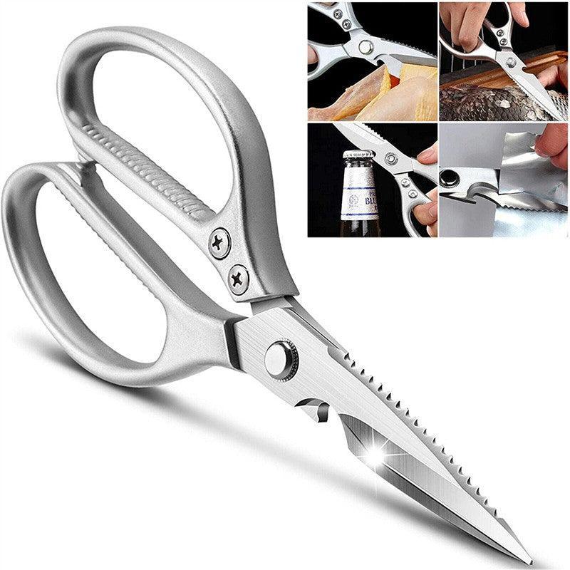2X Japanese Heavy Duty Stainless Steel Kitchen Scissors Shears Fish Chicken Bone - 2pcs Silver V528-SCISSORS-SILVER-2PCS-95083