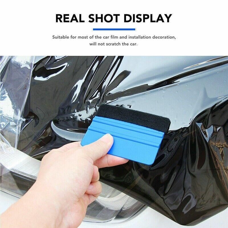 Felt Edge Squeegee For Decals Sticker Vinyl Sheet Car Wrap Applicator Tool Blue V528-SCRAPER-1PC-12712