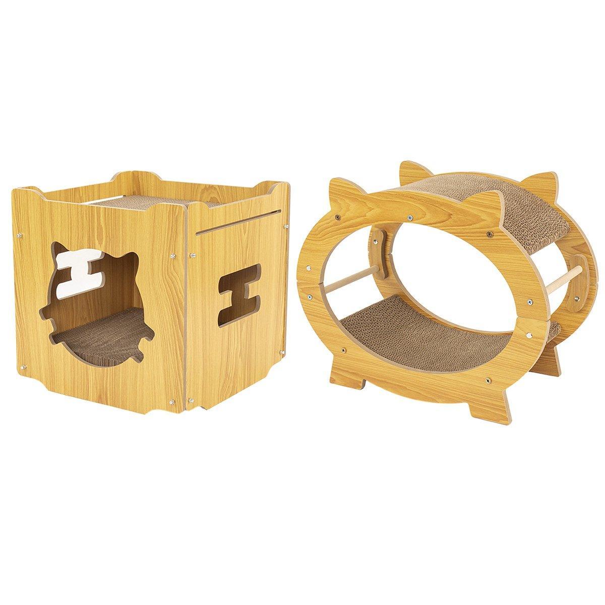 Durable Cat Scratcher Lounge Corrugated Scratching Wood Board - Square V528-SCRATCH-BOARD-FX-395253-1