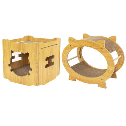 Durable Cat Scratcher Lounge Corrugated Scratching Wood Board - Square V528-SCRATCH-BOARD-FX-395253-1