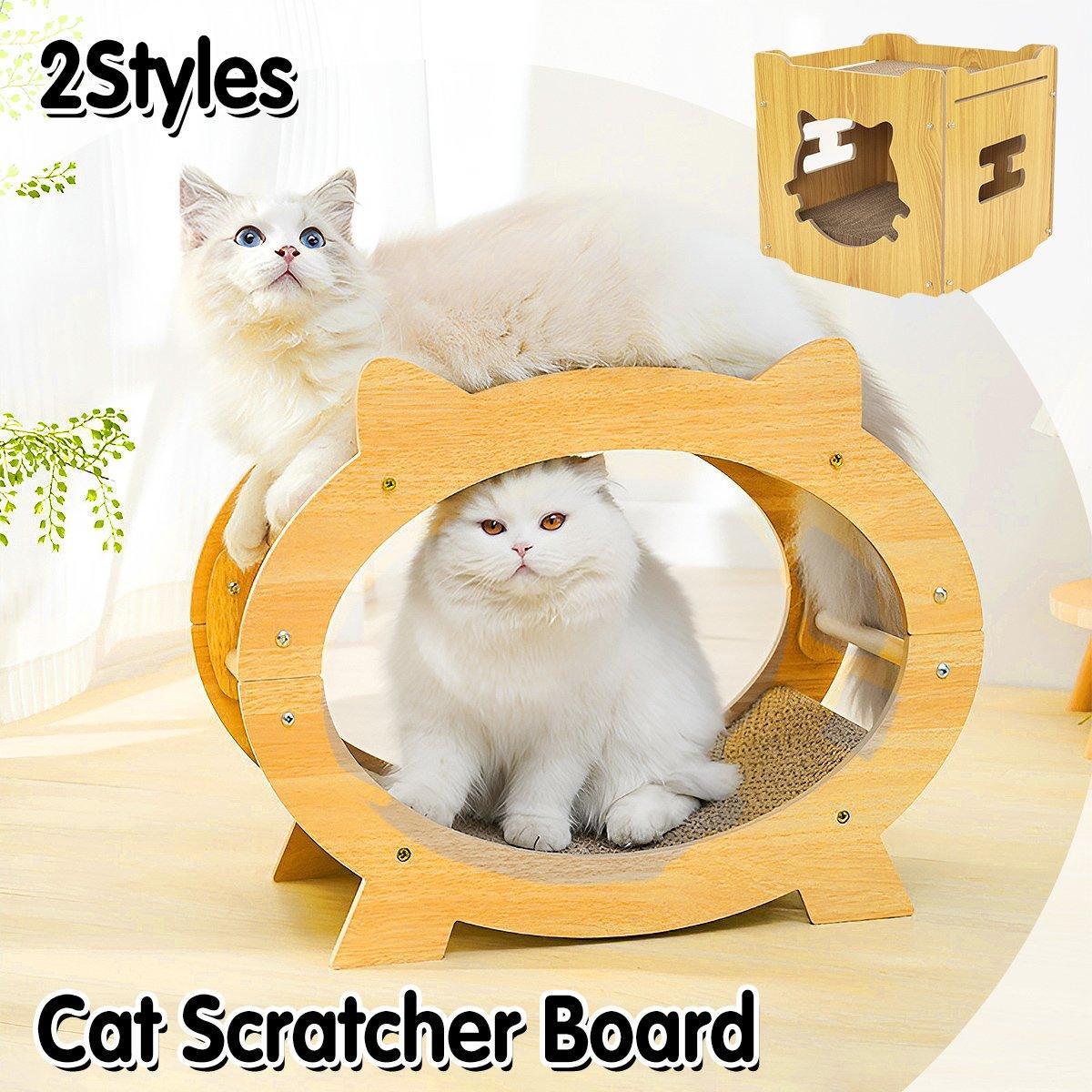 Durable Cat Scratcher Lounge Corrugated Scratching Wood Board - Oval V528-SCRATCH-BOARD-TYX-401291-1
