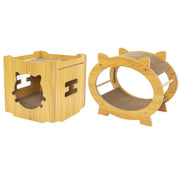 Durable Cat Scratcher Lounge Corrugated Scratching Wood Board - Oval V528-SCRATCH-BOARD-TYX-401291-1