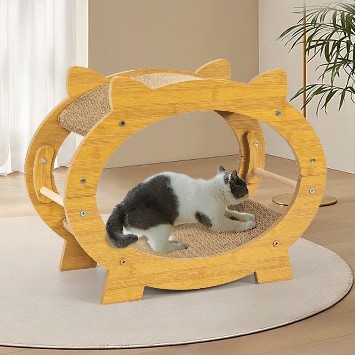 Durable Cat Scratcher Lounge Corrugated Scratching Wood Board - Oval V528-SCRATCH-BOARD-TYX-401291-1