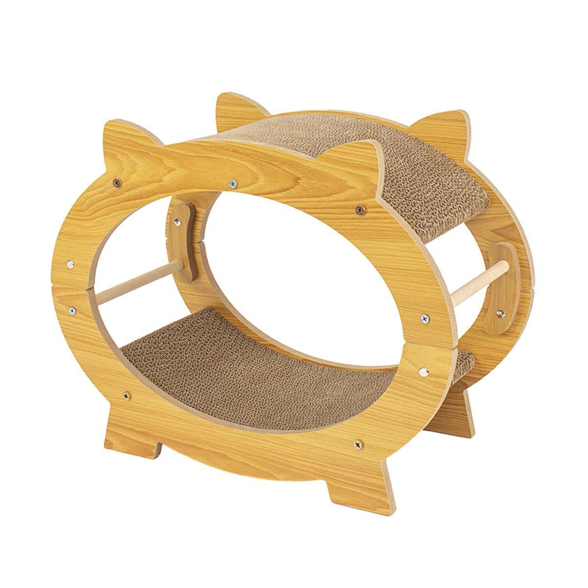 Durable Cat Scratcher Lounge Corrugated Scratching Wood Board - Oval V528-SCRATCH-BOARD-TYX-401291-1