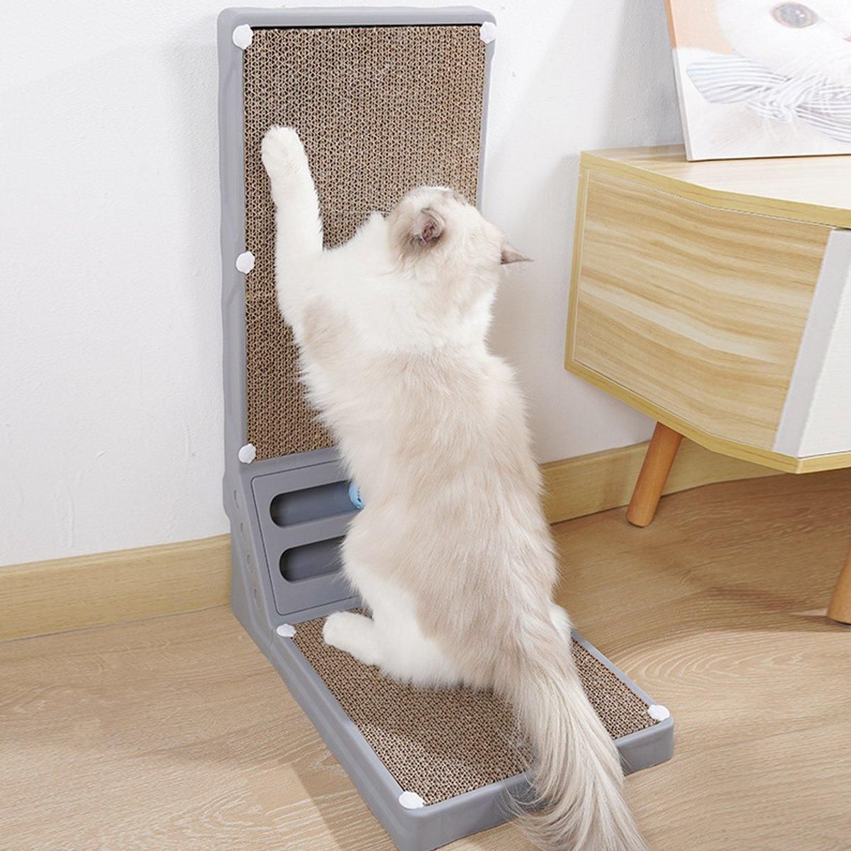 L-shaped Cat Scratching Board Vertical Claw Toy Cat Scratcher for Pet Playtime - Black V528-SCRATCHING-BOARD-BLACK-403734