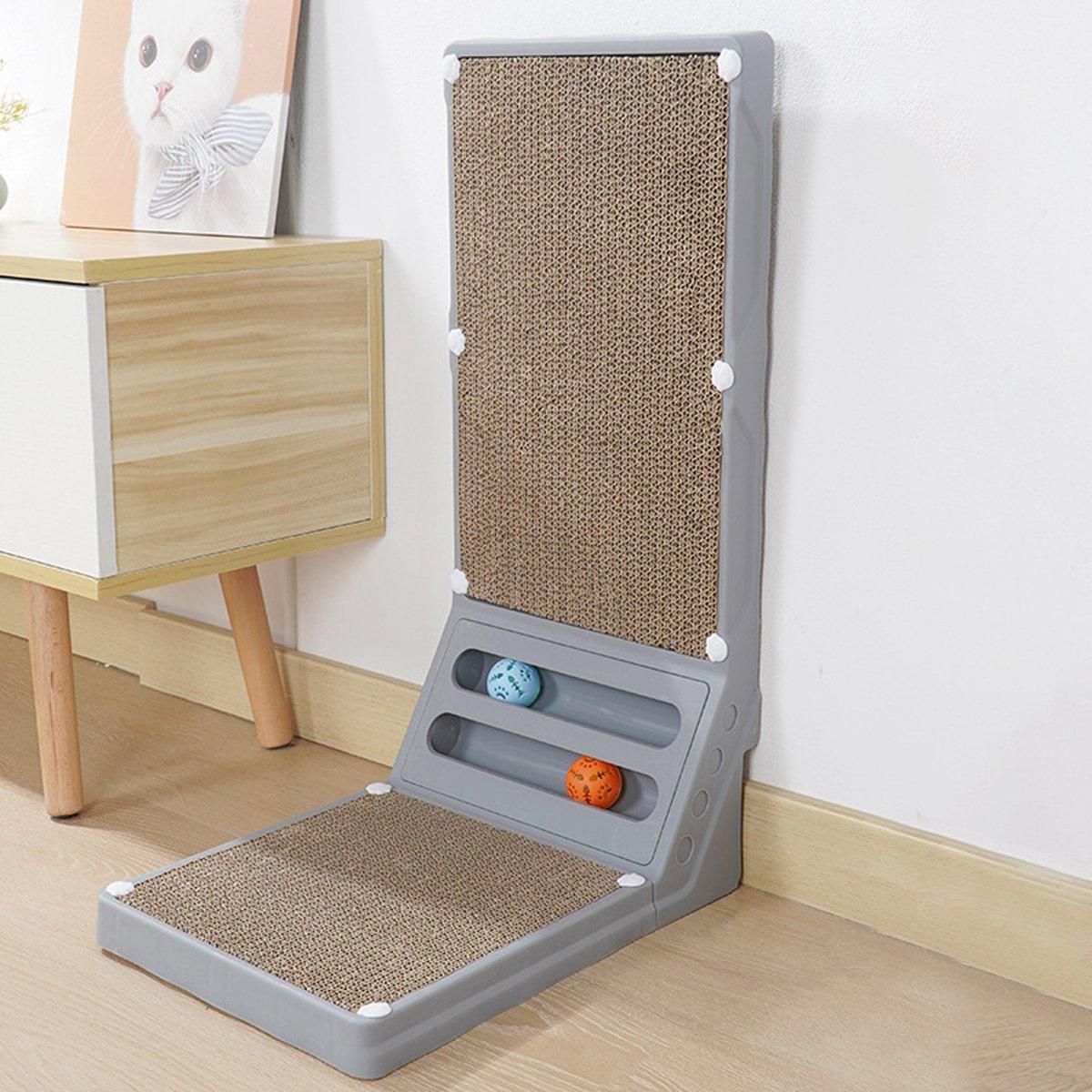 L-shaped Cat Scratching Board Vertical Claw Toy Cat Scratcher for Pet Playtime - Black V528-SCRATCHING-BOARD-BLACK-403734