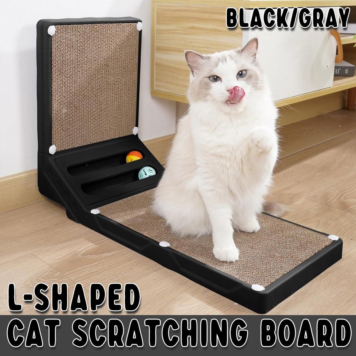 L-shaped Cat Scratching Board Vertical Claw Toy Cat Scratcher for Pet Playtime - Black V528-SCRATCHING-BOARD-BLACK-403734