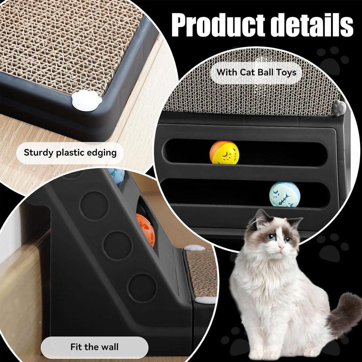 L-shaped Cat Scratching Board Vertical Claw Toy Cat Scratcher for Pet Playtime - Grey V528-SCRATCHING-BOARD-GREY-915390