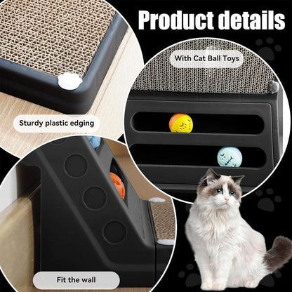 L-shaped Cat Scratching Board Vertical Claw Toy Cat Scratcher for Pet Playtime - Grey V528-SCRATCHING-BOARD-GREY-915390