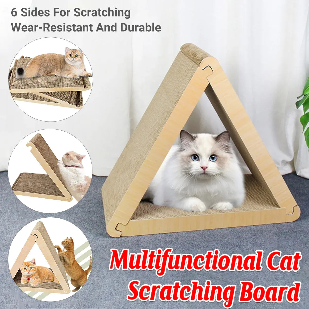 Triangular Cat Scratching Board Corrugated Paper Scratcher Pad Scraper Kitten V528-SCRATCHING-POST-S-851157