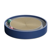 Cat Scratcher Lounge Bed Toy 40cm Round Foldable Cardboard Pad with Ball Track - Blue V528-SCRATCHINGBOARD-BLUE-32569
