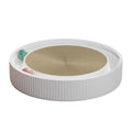 Cat Scratcher Lounge Bed Toy 40cm Round Foldable Cardboard Pad with Ball Track - White V528-SCRATCHINGBOARD-WHITE-73132