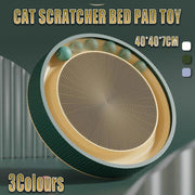 Cat Scratcher Lounge Bed Toy 40cm Round Foldable Cardboard Pad with Ball Track - White V528-SCRATCHINGBOARD-WHITE-73132