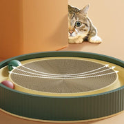 Cat Scratcher Lounge Bed Toy 40cm Round Foldable Cardboard Pad with Ball Track - White V528-SCRATCHINGBOARD-WHITE-73132