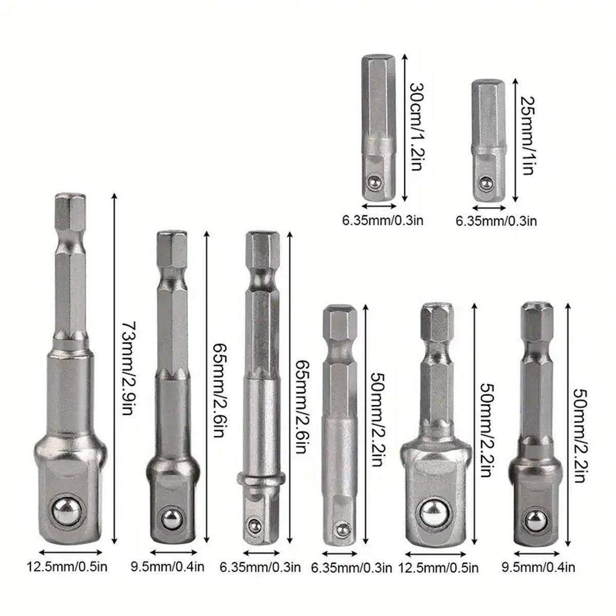 8pcs Hex Shank Socket Adapter Set 1/4 3/8 1/2 Inch Impact Driver Drill Bits V528-SCREW-ADAPTER-8PCS-826523