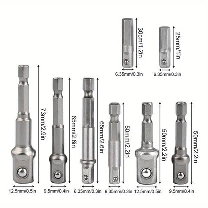 8pcs Hex Shank Socket Adapter Set 1/4 3/8 1/2 Inch Impact Driver Drill Bits V528-SCREW-ADAPTER-8PCS-826523
