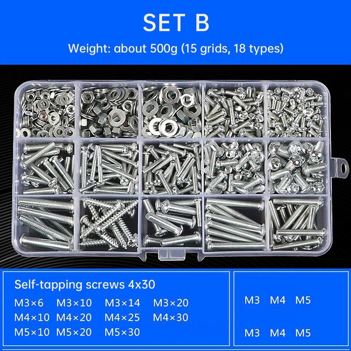 Household Self-tapping Screw Nut Gasket Box Set Multi-purpose Screw Assortment - B V528-SCREW-SET-B-812229