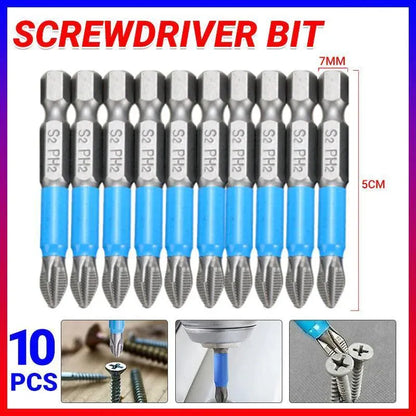 10PCS Anti Slip Electric Hex Shank 50mm PH2 Cross Head Screwdriver Bits Set V528-SCREWDRIVERBIT-10PCS-580712