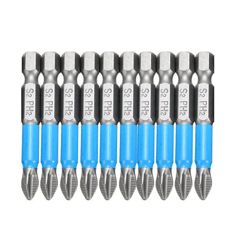 10PCS Anti Slip Electric Hex Shank 50mm PH2 Cross Head Screwdriver Bits Set V528-SCREWDRIVERBIT-10PCS-580712