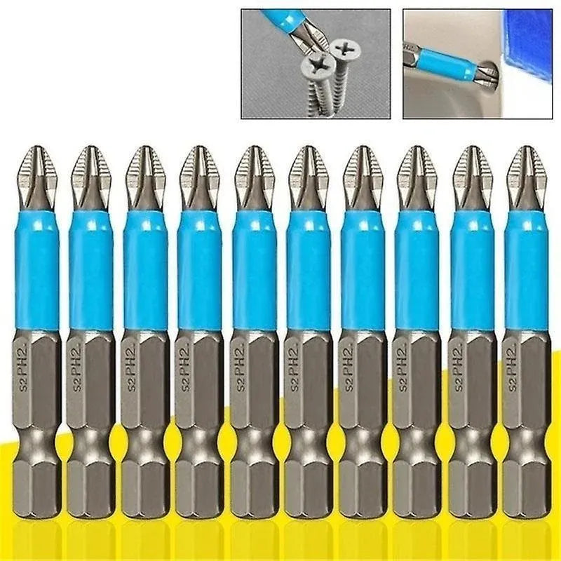 10PCS Anti Slip Electric Hex Shank 50mm PH2 Cross Head Screwdriver Bits Set V528-SCREWDRIVERBIT-10PCS-580712